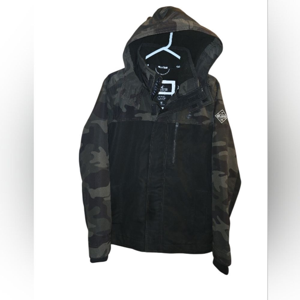 Hollister By Abercrombie Mens All Weather Flecce Lined Jacket Hoodie M Camo Y2k